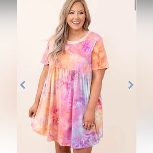 Chic Soul Another Setting Sun Dress, Orange-Purple Size 1x